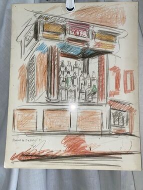 Authentic!Tribeca Grill “Liquor Cabinet “ sketch by Robert N. DeNiro Sr. 1991 #1